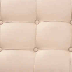 Kirkland's Home Beige Button Tufted Bench With Mirrored Base- Benches & Ottomans
