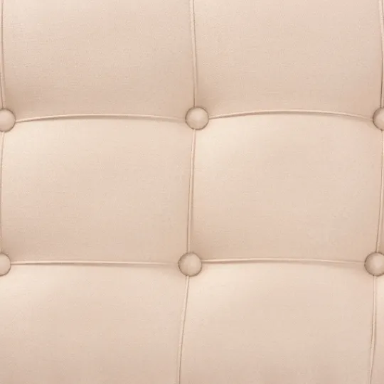 Kirkland's Home Beige Button Tufted Bench With Mirrored Base- Benches & Ottomans