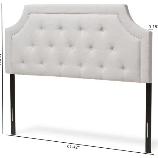 Kirkland's Home Beige Button Tufted Scalloped Queen Headboard- Beds & Headboards