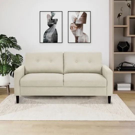 Kirkland's Home Beige Button Tufted Sofa- Sofas & Loveseats