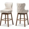 Kirkland's Home Beige Button Tufted Swivel Bar Stools, Set Of 2- Bar Stools & Counter Height Stools