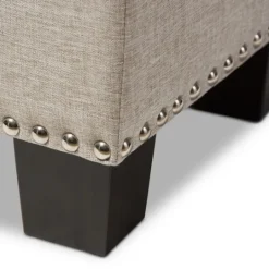 Kirkland's Home Beige Button-Tufted Upholstered Storage Bench- Benches & Ottomans