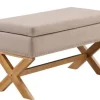 Kirkland's Home Beige Crossed Storage Ottoman- Benches & Ottomans