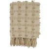 Kirkland's Home Beige Dotted Fringe Throw Blanket- Blankets & Throws
