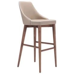 Kirkland's Home Beige Faux Leather And White Trim Bar Stool- Bar Stools & Counter Height Stools