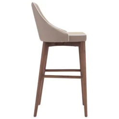 Kirkland's Home Beige Faux Leather And White Trim Bar Stool- Bar Stools & Counter Height Stools