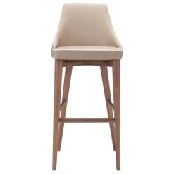 Kirkland's Home Beige Faux Leather And White Trim Bar Stool- Bar Stools & Counter Height Stools