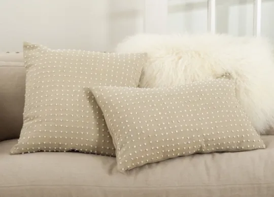 Kirkland's Home Beige French Knotted Square Throw Pillow- Pillows