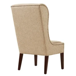 Kirkland's Home Beige High Wingback Nailhead Trim Dining Chair- Dining Chairs