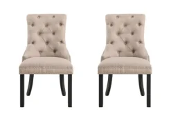 Kirkland's Home Beige Hourglass Tufted Dining Chairs, Set Of 2- Dining Chairs