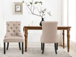 Kirkland's Home Beige Hourglass Tufted Dining Chairs, Set Of 2- Dining Chairs
