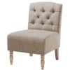 Kirkland's Home Beige Luna Tufted Armless Accent Chair- Accent Chairs