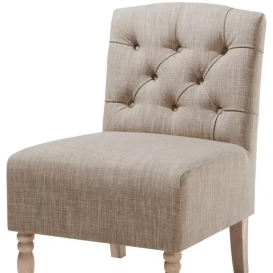 Kirkland's Home Beige Luna Tufted Armless Accent Chair- Accent Chairs