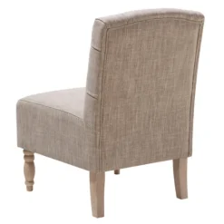 Kirkland's Home Beige Luna Tufted Armless Accent Chair- Accent Chairs