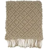 Kirkland's Home Beige Macrame Design Throw Pillow- Blankets & Throws
