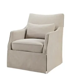 Kirkland's Home Beige Martha Stewart Skirted Swivel Accent Chair- Accent Chairs