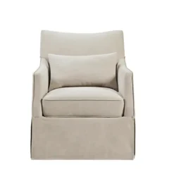 Kirkland's Home Beige Martha Stewart Skirted Swivel Accent Chair- Accent Chairs