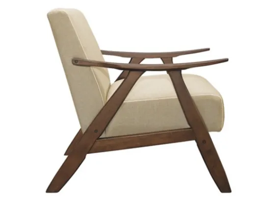 Kirkland's Home Beige Mid-Century Hazel Wood Frame Accent Chair- Accent Chairs