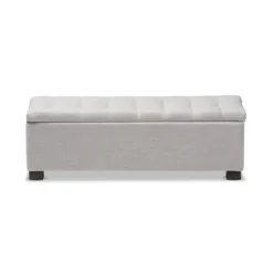 Kirkland's Home Beige Tufted Contemporary Storage Bench- Benches & Ottomans