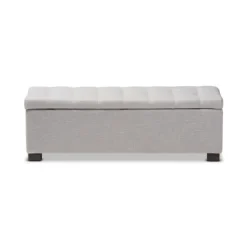Kirkland's Home Beige Tufted Contemporary Storage Bench- Benches & Ottomans