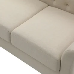 Kirkland's Home Beige Upholstered Button Tufted Loveseat- Sofas & Loveseats
