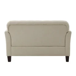 Kirkland's Home Beige Upholstered Button Tufted Loveseat- Sofas & Loveseats
