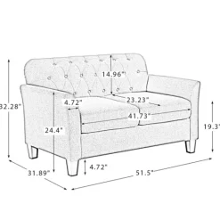 Kirkland's Home Beige Upholstered Button Tufted Loveseat- Sofas & Loveseats