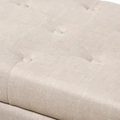 Kirkland's Home Beige Upholstered Storage Ottoman- Benches & Ottomans