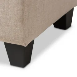 Kirkland's Home Beige Upholstered Storage Ottoman- Benches & Ottomans
