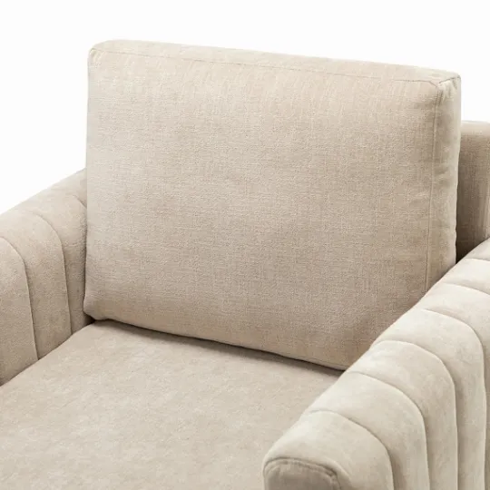 Kirkland's Home Beige Velvet Channel Stitch Accent Chair- Accent Chairs
