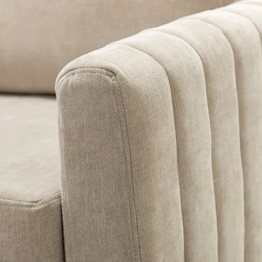 Kirkland's Home Beige Velvet Channel Stitch Accent Chair- Accent Chairs
