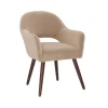 Kirkland's Home Beige Velvet Curved Open Back Dining Chair- Dining Chairs