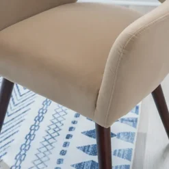 Kirkland's Home Beige Velvet Curved Open Back Dining Chair- Dining Chairs