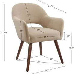 Kirkland's Home Beige Velvet Curved Open Back Dining Chair- Dining Chairs