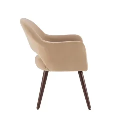 Kirkland's Home Beige Velvet Curved Open Back Dining Chair- Dining Chairs