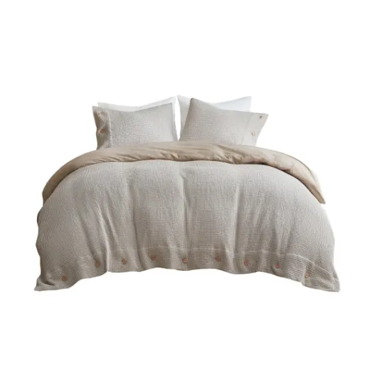 Kirkland's Home Beige Waffle Weave 3-Pc. Queen Duvet Cover Set- Duvets