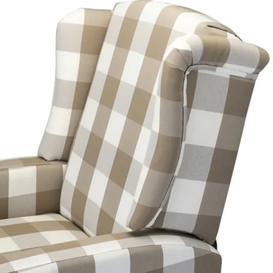 Kirkland's Home Beige Windowpane Plaid Recliner- Accent Chairs
