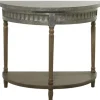 Kirkland's Home Beige Wood And Metal Half Moon Console Table- Console Tables
