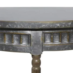 Kirkland's Home Beige Wood And Metal Half Moon Console Table- Console Tables