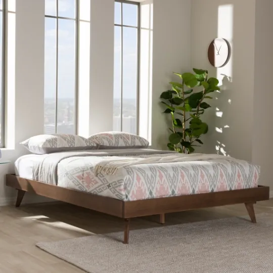 Kirkland's Home Benjamin Walnut Tapered Leg King Bed Frame- Beds & Headboards