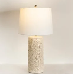 Kirkland's Home Berto Glazed Floral Table Lamp- Table Lamps