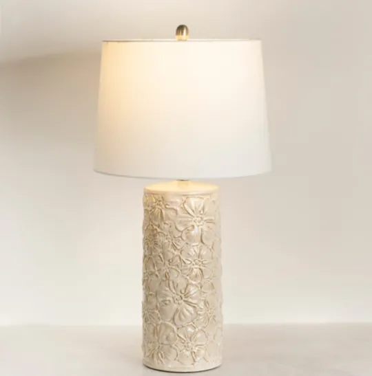 Kirkland's Home Berto Glazed Floral Table Lamp- Table Lamps