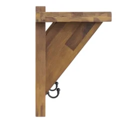 Kirkland's Home Beth Acacia Wood Wall Shelf With Hooks- Hooks