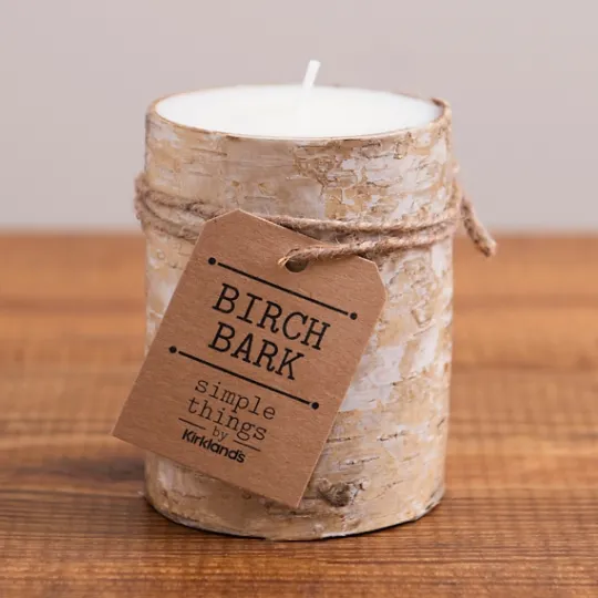 Kirkland's Home Birch Bark Pillar Candle, 4 In.- Candles