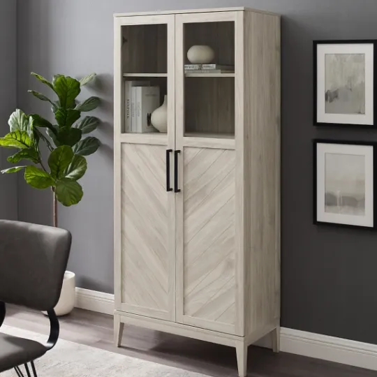 Kirkland's Home Birch Chevron Wooden Storage Cabinet- Cabinets & Sideboards