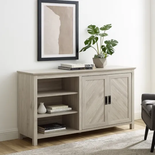 Kirkland's Home Birch 2-Door Chevron Cabinet- Cabinets & Sideboards