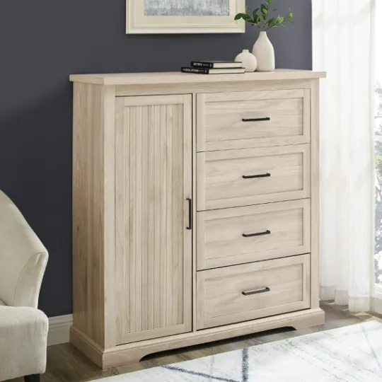 Kirkland's Home Birch Grooved 4-Drawer Dresser With Wardrobe- Dressers & Chests
