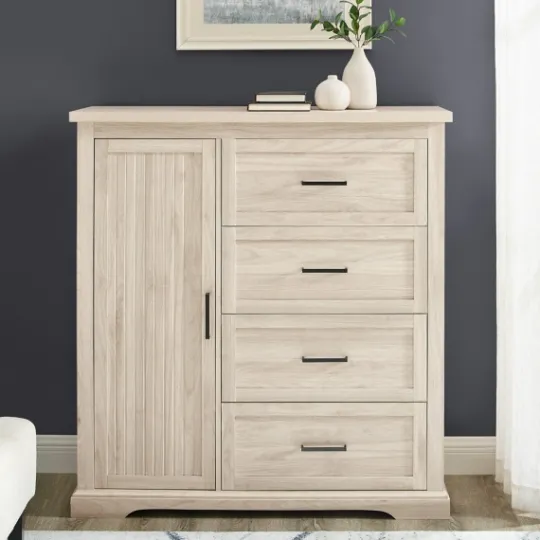 Kirkland's Home Birch Grooved 4-Drawer Dresser With Wardrobe- Dressers & Chests