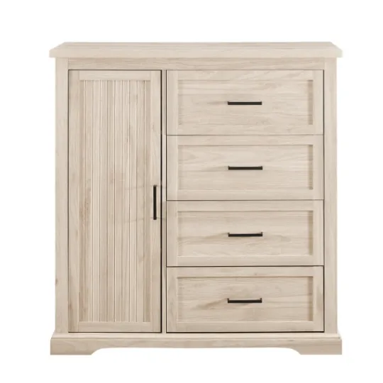 Kirkland's Home Birch Grooved 4-Drawer Dresser With Wardrobe- Dressers & Chests