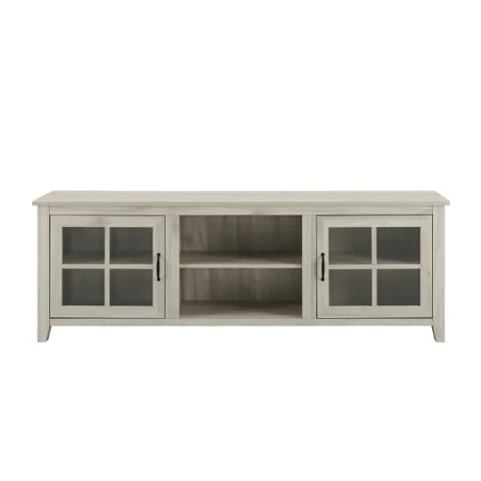 Kirkland's Home Birch Wood And Glass Door Tv Stand- Tv Stands & Media Consoles